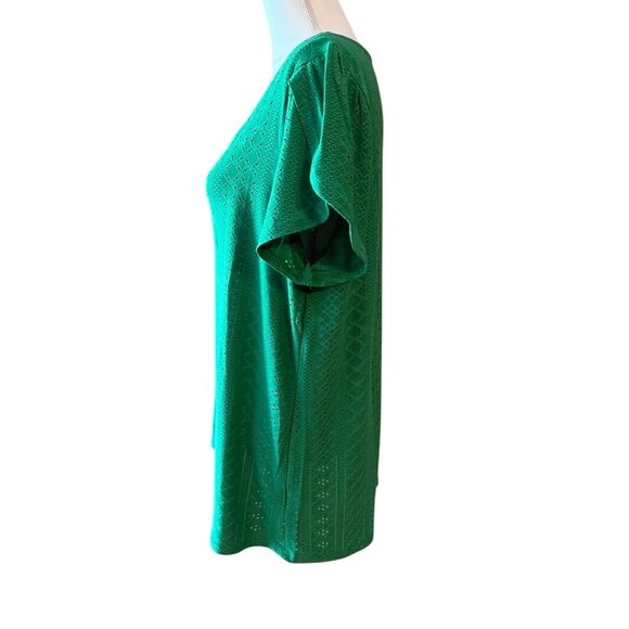 Green Eyelet Tunic Length Top Square Neck SS Size XL NWT - Picture 4 of 7